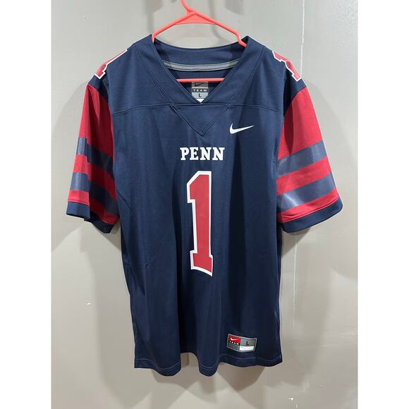 Men's Large Nike #1 Navy Pennsylvania Quakers Endzone Football Jersey - Picture 1 of 4